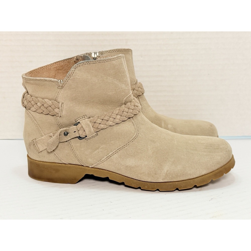 Teva Delavina Women's Suede Ankle Boots Tan‎ Braided Zip Booties Size 9